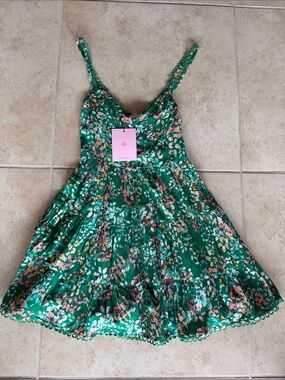 XS Green Floral Tiered Sundress